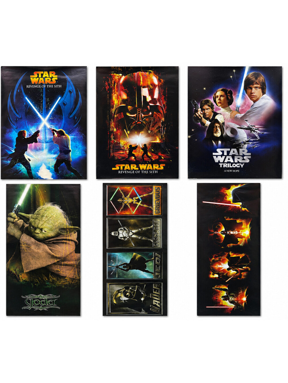 Star Wars Lot Of 6 Posters Revenge Of The Sith Yoda A New Hope Vader Grievous